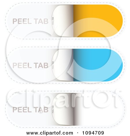 Clipart Yellow Blue And White Peel Tab Design Elements - Royalty Free Vector Illustration by michaeltravers