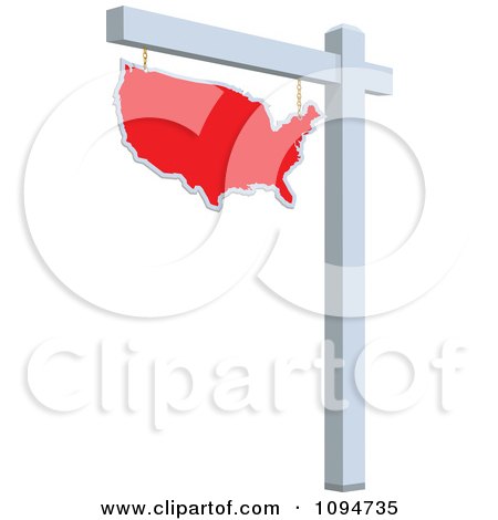 Clipart Red Real Estate USA Map Sign - Royalty Free Vector Illustration by BestVector
