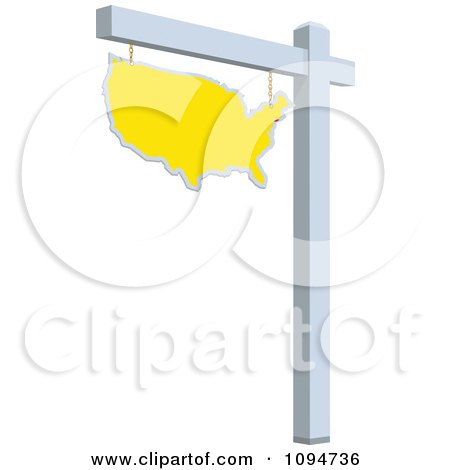 Clipart Yellow Real Estate USA Map Sign - Royalty Free Vector Illustration by BestVector