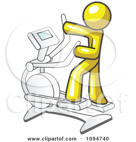 Clipart Yellow Man Exercising On A Cross Trainer - Royalty Free Vector Illustration by Leo Blanchette
