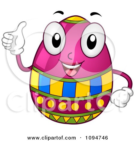 Clipart Happy Easter Egg Holding A Thumb Up - Royalty Free Vector Illustration by BNP Design Studio