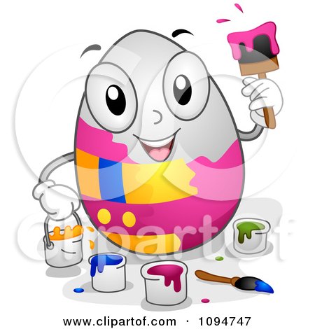Clipart Happy Easter Egg Painting Itself - Royalty Free Vector Illustration by BNP Design Studio