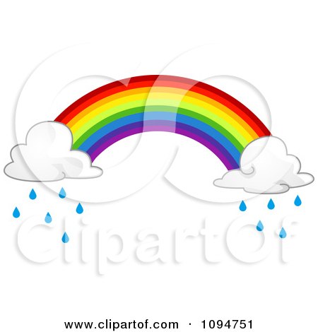 Clipart Rainbow With Rain Clouds On The Ends - Royalty Free Vector Illustration by BNP Design Studio