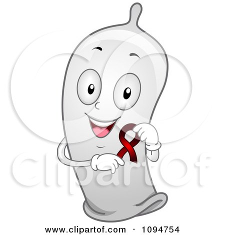 Clipart Happy Condom Holding A Red Awareness Ribbon - Royalty Free Vector Illustration by BNP Design Studio