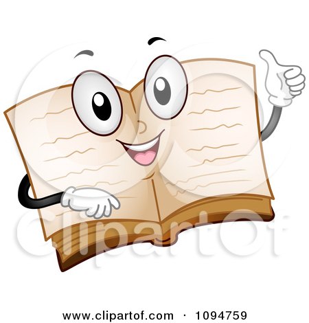 Clipart Happy Open Dictionary Book Holding A Thumb Up - Royalty Free Vector Illustration by BNP Design Studio