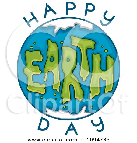 Clipart Globe And Happy Earth Day Text 2 - Royalty Free Vector Illustration by BNP Design Studio