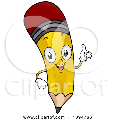 Clipart Happy Yellow Eraser Tip Pencil Holding A Thumb Up - Royalty Free Vector Illustration by BNP Design Studio