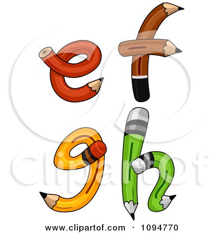 Clipart Pencils Forming Lowercase Letters E Through H - Royalty Free Vector Illustration by BNP Design Studio