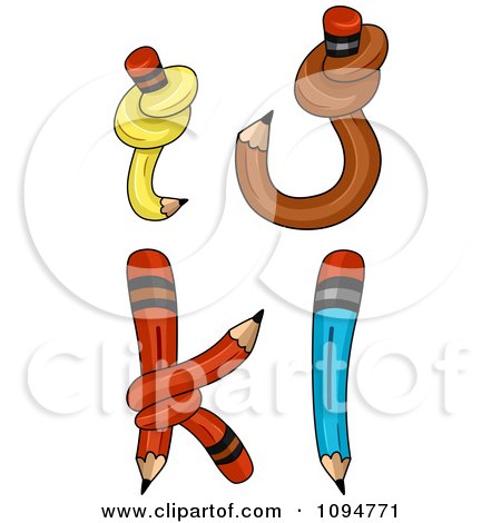 Clipart Pencils Forming Lowercase Letters I Through L - Royalty Free Vector Illustration by BNP Design Studio