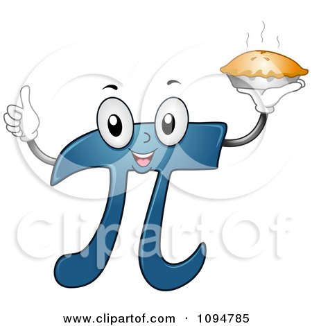Clipart Happy Pi Character Holding A Pie And Thumb Up - Royalty Free Vector Illustration by BNP Design Studio