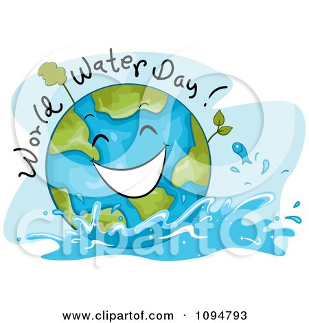 Clipart Happy Globe With World Water Day Text - Royalty Free Vector Illustration by BNP Design Studio