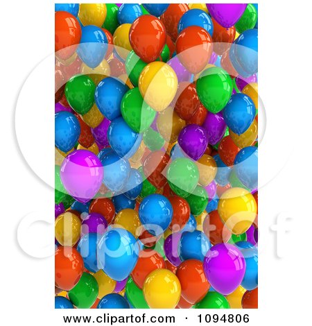 Clipart 3d Background Of Colorful Party Balloons - Royalty Free CGI Illustration by stockillustrations