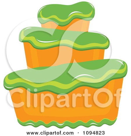 Clipart Funky Tiered Vanilla Cake With Green Frosting - Royalty Free Vector Illustration by Pams Clipart