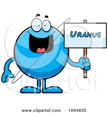 Clipart Planet Uranus Holding A Sign - Royalty Free Vector Illustration by Cory Thoman