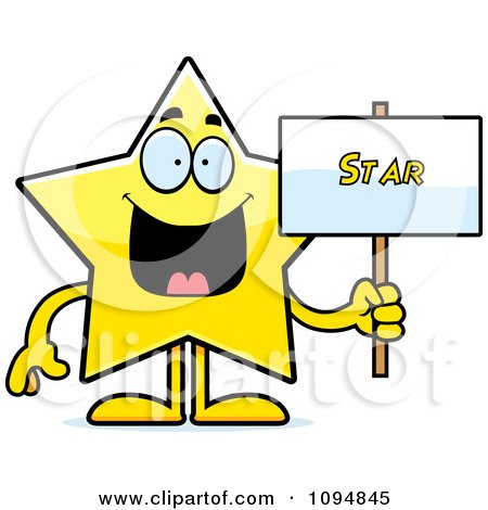Clipart Star Character Holding A Sign - Royalty Free Vector Illustration by Cory Thoman