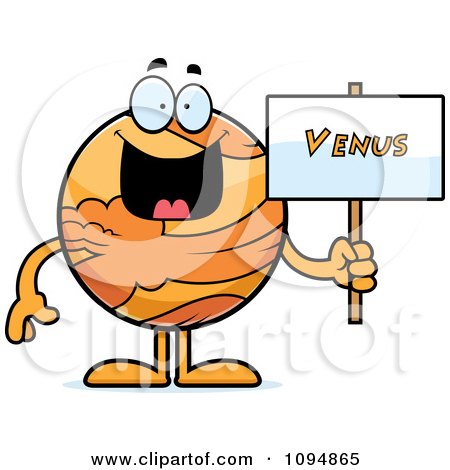 Clipart Planet Venus Holding A Sign - Royalty Free Vector Illustration by Cory Thoman