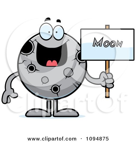 Clipart Moon Holding A Sign - Royalty Free Vector Illustration by Cory Thoman