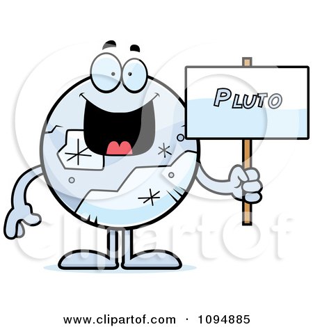 Clipart Pluto Holding A Sign - Royalty Free Vector Illustration by Cory Thoman