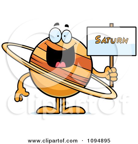 Clipart Planet Saturn Holding A Sign - Royalty Free Vector Illustration by Cory Thoman