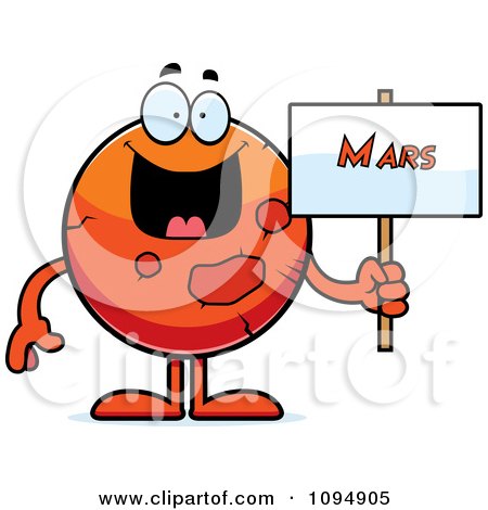 Clipart Planet Mars Holding A Sign - Royalty Free Vector Illustration by Cory Thoman