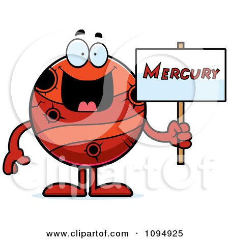 Clipart Planet Mercury Holding A Sign - Royalty Free Vector Illustration by Cory Thoman