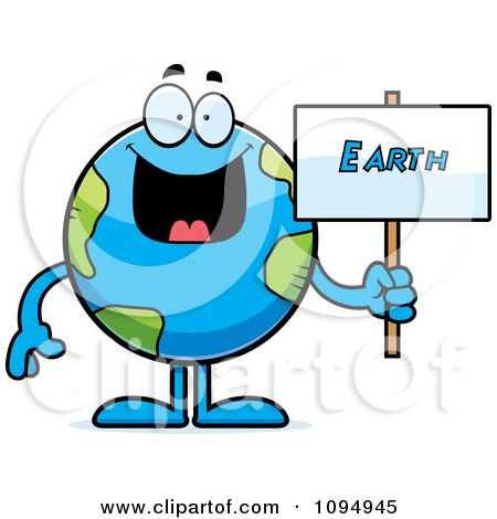 Clipart Earth Globe Holding A Sign - Royalty Free Vector Illustration by Cory Thoman