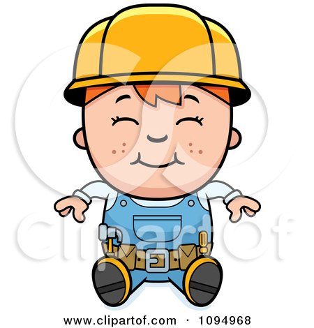 Clipart Sitting Red Haired Handy Boy - Royalty Free Vector Illustration by Cory Thoman