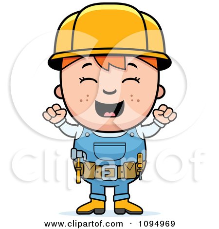 Clipart Excited Red Haired Handy Boy - Royalty Free Vector Illustration by Cory Thoman