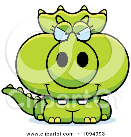 Clipart Sly Green Baby Triceratops - Royalty Free Vector Illustration by Cory Thoman