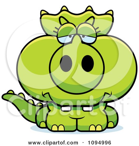 Clipart Depressed Green Baby Triceratops - Royalty Free Vector Illustration by Cory Thoman