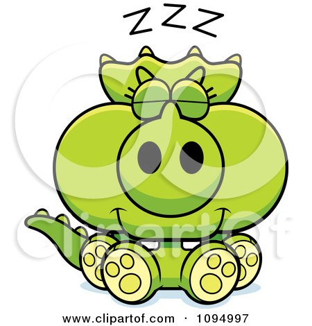 Clipart Green Baby Triceratops Sleeping - Royalty Free Vector Illustration by Cory Thoman
