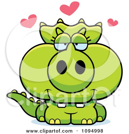 Clipart Green Baby Triceratops In Love - Royalty Free Vector Illustration by Cory Thoman