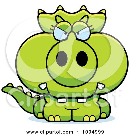 Clipart Mad Green Baby Triceratops - Royalty Free Vector Illustration by Cory Thoman