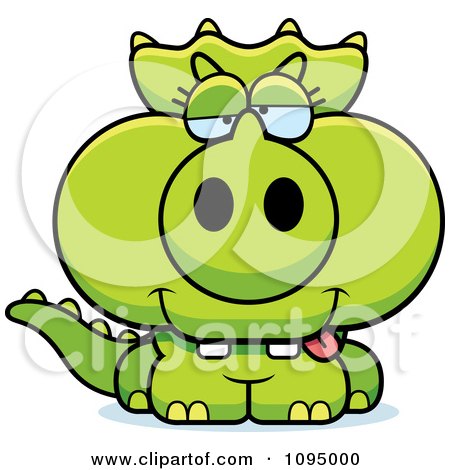 Clipart Drunk Green Baby Triceratops - Royalty Free Vector Illustration by Cory Thoman
