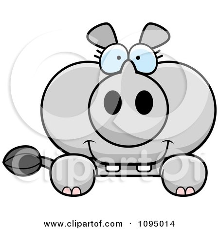 Clipart Rhino Looking Over A Surface - Royalty Free Vector Illustration by Cory Thoman