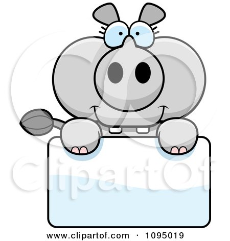 Clipart Rhino Holding A Sign - Royalty Free Vector Illustration by Cory Thoman