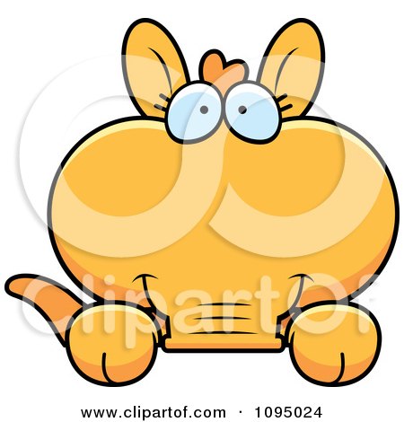 Clipart Orange Aardvark Looking Over A Surface - Royalty Free Vector Illustration by Cory Thoman