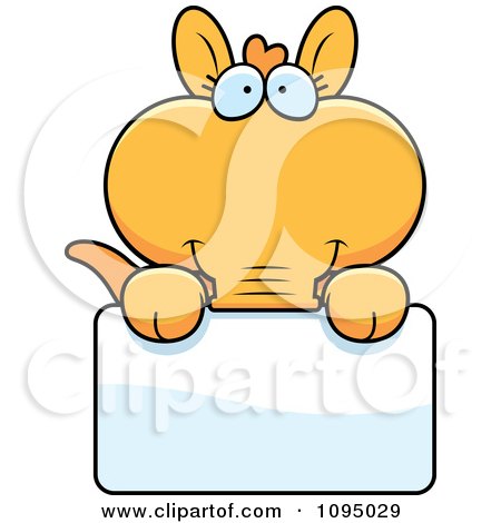 Clipart Orange Aardvark Holding A Sign - Royalty Free Vector Illustration by Cory Thoman
