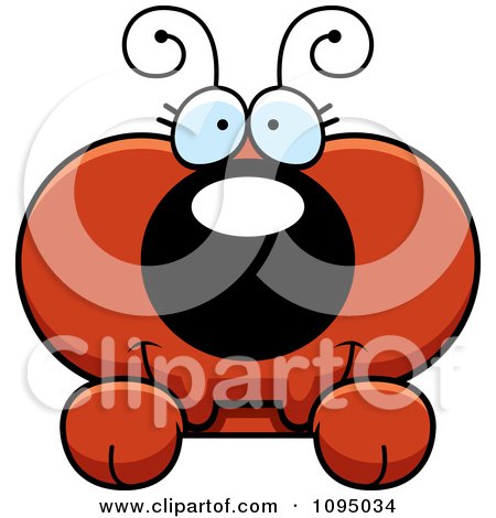 Clipart Red Ant Looking Over A Surface - Royalty Free Vector Illustration by Cory Thoman