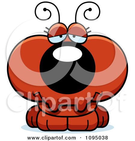 Clipart Depressed Red Ant - Royalty Free Vector Illustration by Cory Thoman