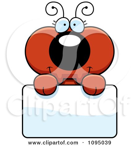 Clipart Red Ant Holding A Sign - Royalty Free Vector Illustration by Cory Thoman