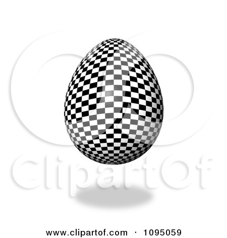 Clipart 3d Floating Checkered Easter Egg And Shadow - Royalty Free CGI Illustration by oboy