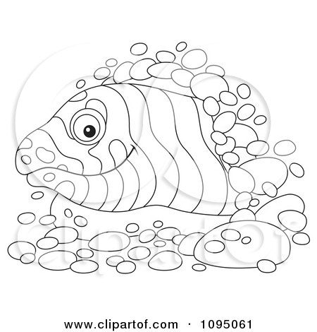 Clipart Outlined Moray Eel Peeking From A Hole - Royalty Free Illustration by Alex Bannykh