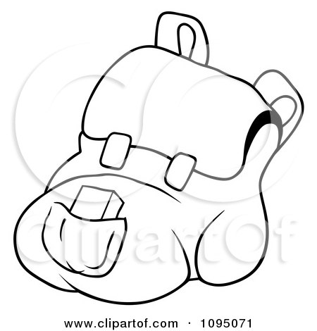 Clipart Outlined School Book Bag - Royalty Free Vector Illustration by dero