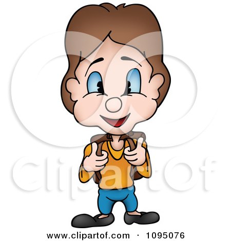 Clipart Happy School Boy Facing Front - Royalty Free Vector Illustration by dero