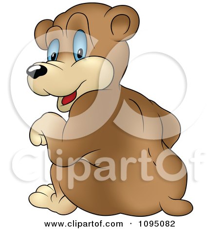 Clipart Rear View Of A Sitting Bear Looking Back - Royalty Free Vector Illustration by dero