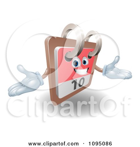 Clipart 3d Friendly Desk Calendar Holding His Arms Out - Royalty Free Vector Illustration by AtStockIllustration