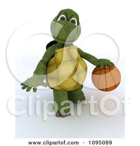Clipart 3d Tortoise Playing Basketball - Royalty Free CGI Illustration by KJ Pargeter