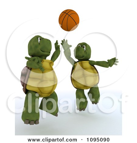 Clipart 3d Tortoises Playing Basketball - Royalty Free CGI Illustration by KJ Pargeter