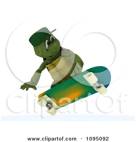 Clipart 3d Tortoise Skateboarding - Royalty Free CGI Illustration by KJ Pargeter